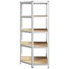 vidaXL 5-Layer Corner Shelf Silver Steel&Engineered Wood