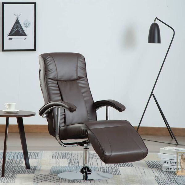 vidaXL TV Armchair Brown Artificial leather, Chrome Single