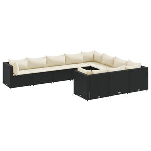 vidaXL Patio Sofa Set Black, Cream White