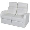 vidaXL 2-Seater Home Theater Recliner Sofa White Faux Leather