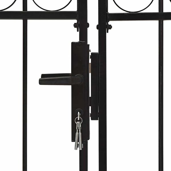 vidaXL Fence Gate Double Door with Arched Top Steel 118.1x59.1" Black