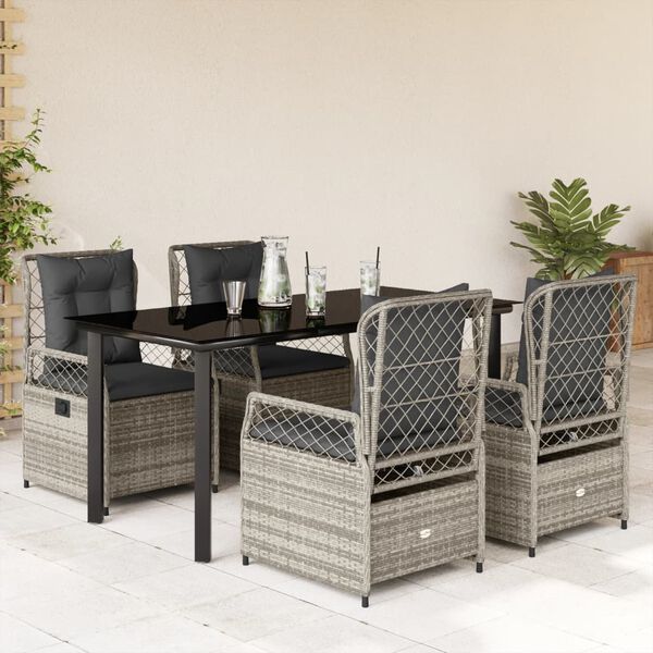 vidaXL Garden Dining Set Grey, Dark Grey, Black