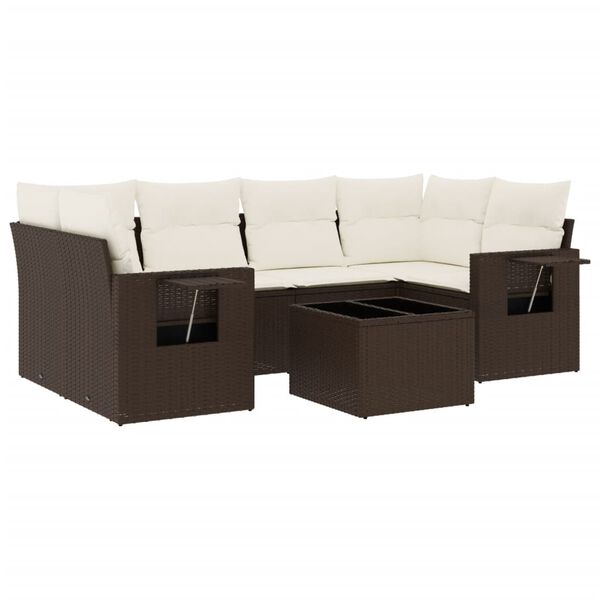 vidaXL Garden Sofa Set Brown, Cream white