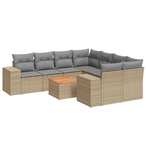 vidaXL Garden Sofa Set Beige Poly Rattan Large Modular Garden Sofa Set
