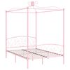 vidaXL Bed Frame Pink Metal 55x79 in Lovely Design Bed Frame