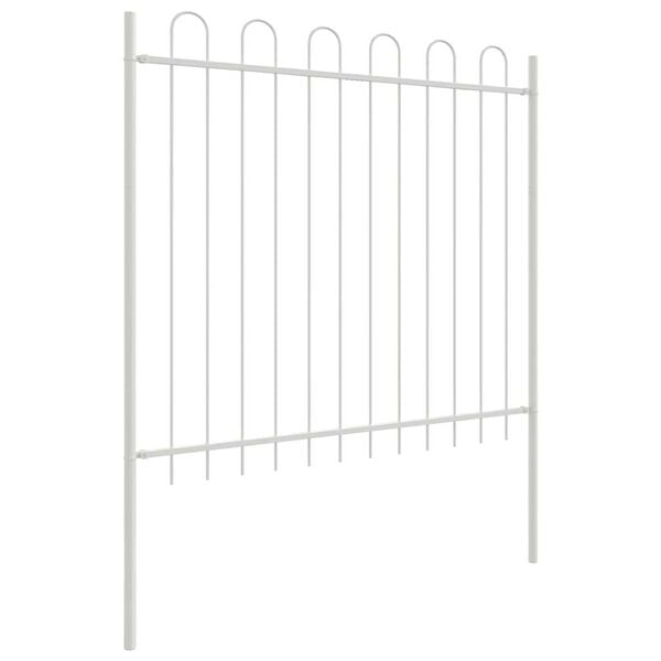 vidaXL Garden Fence 4 pcs White 22.31 x 4.92 ft Powder-coated Steel