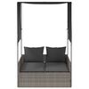 vidaXL Double Sun Lounger Grey PE rattan, powder-coated steel, polyester