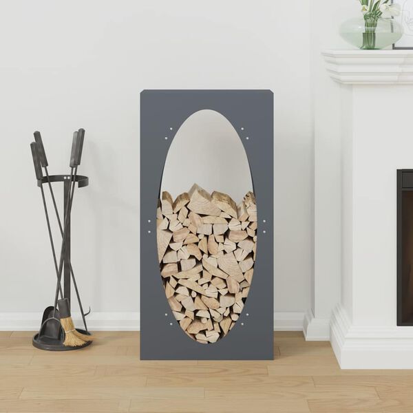 vidaXL Firewood Rack Anthracite 19.7x9.1x39.4" Cold-rolled steel