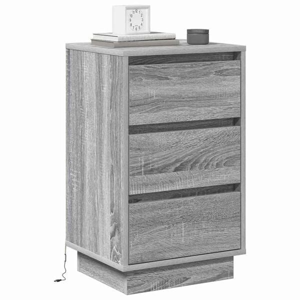 vidaXL Bedside Cabinet Grey 15.35 x 13.58 x 25.59 in Engineered wood