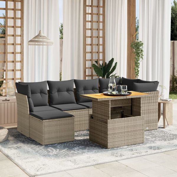 vidaXL Garden Sofa Set Grey with dark grey cushions