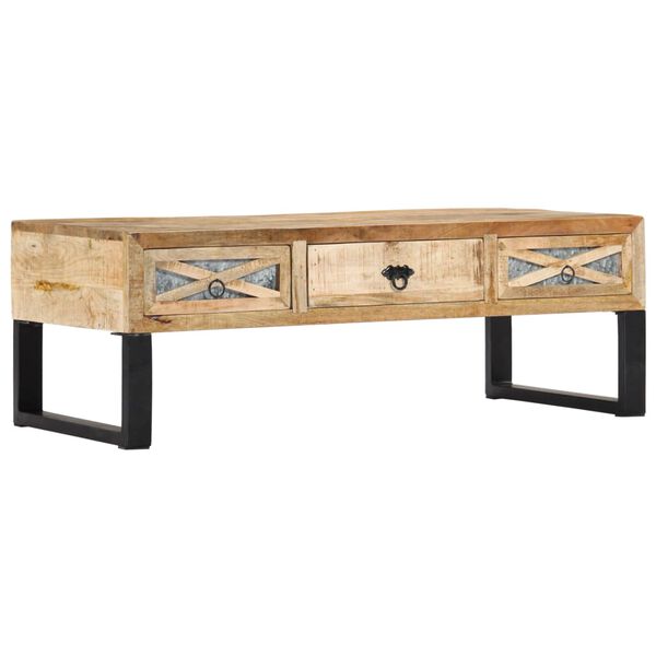 vidaXL Coffee Table Natural wood, Black Solid mango wood, Galvanized steel