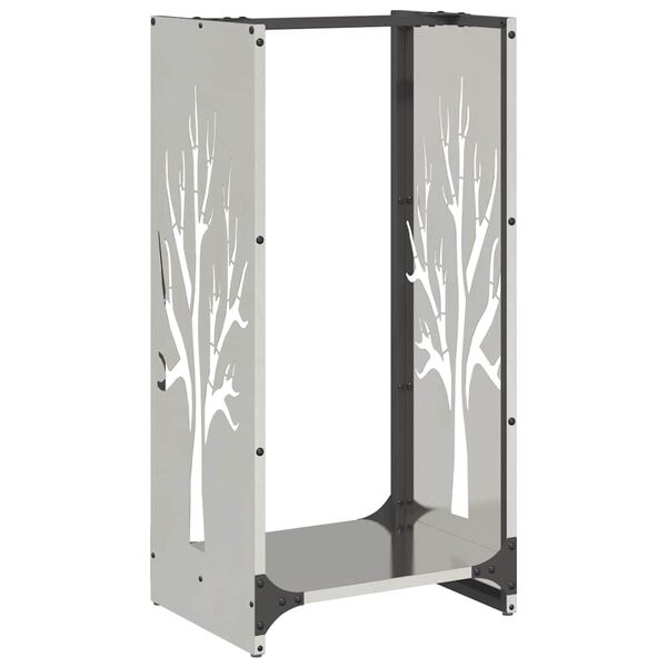 vidaXL Firewood Rack 15.7x11.8x31.5" Stainless Steel