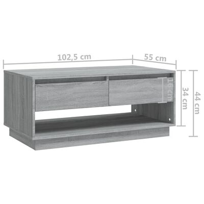 vidaXL Coffee Table Gray Sonoma 40.4"x21.7"x17.3" Engineered Wood