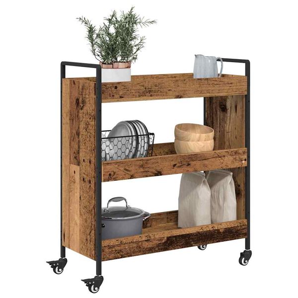 vidaXL Kitchen Trolley Old Wood 27.56 x 11.81 x 32.28 in