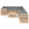 vidaXL Garden Lounge Set Natural Wood and Grey Solid Pinewood, Polyester