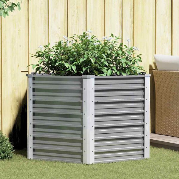 vidaXL Raised Bed Grey Galvanized Steel 50.8 x 50.8 x 30.3 in Durable