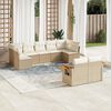 vidaXL Garden Sofa Set Beige PE Rattan Large Adjustable Feet