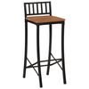 vidaXL Bar Chair Set of 2 Natural Wood and Black Solid Acacia wood, Iron