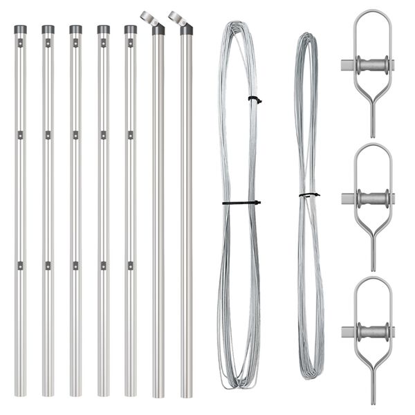 vidaXL Fence Posts Manual 7 pcs Silver Ø32mm 80 cm Galvanized steel