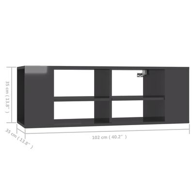 vidaXL Wall-Mounted TV Stand High Gloss Gray 40.2"x13.8"x13.8" Engineered Wood