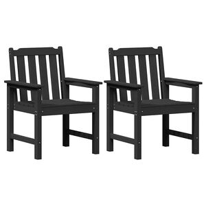 vidaXL Garden Dining Chair 2 pcs Black 25.79 x 23.23 x 34.65 in HDPE