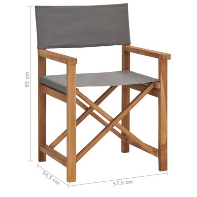 vidaXL Director's Chair Solid Teak Wood Gray