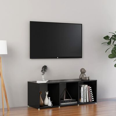 vidaXL TV Stand High Gloss Black 42.1"x13.8"x14.6" Engineered Wood