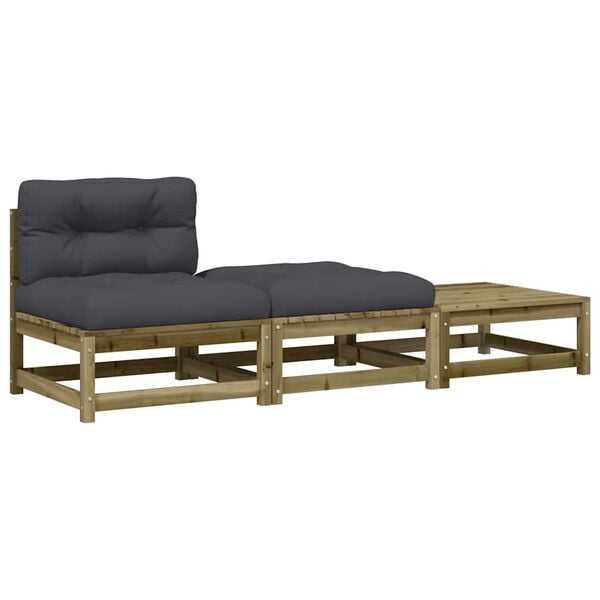 vidaXL Patio Sofa Armless with Cushions and Footstools