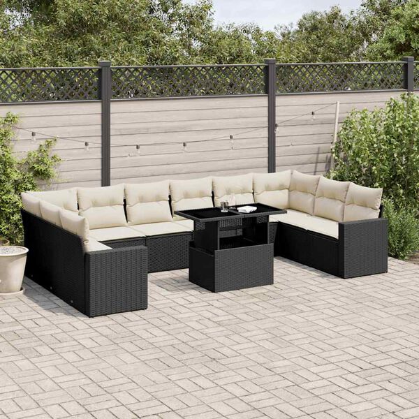 vidaXL Garden Sofa Set Black, Cream White