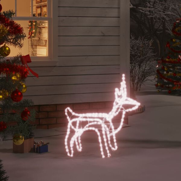 vidaXL Christmas Reindeer Figure Warm White Steel, Polyvinylchloride