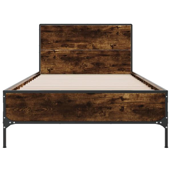 vidaXL Bed Frame without Mattress Smoked Oak 75 x 74.8 "