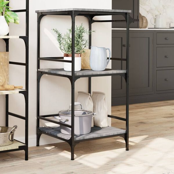 vidaXL Kitchen Trolley Gray Sonoma 23.8"x19.7"x41.3" Engineered Wood