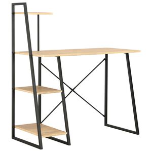 vidaXL Desk Black and Oak