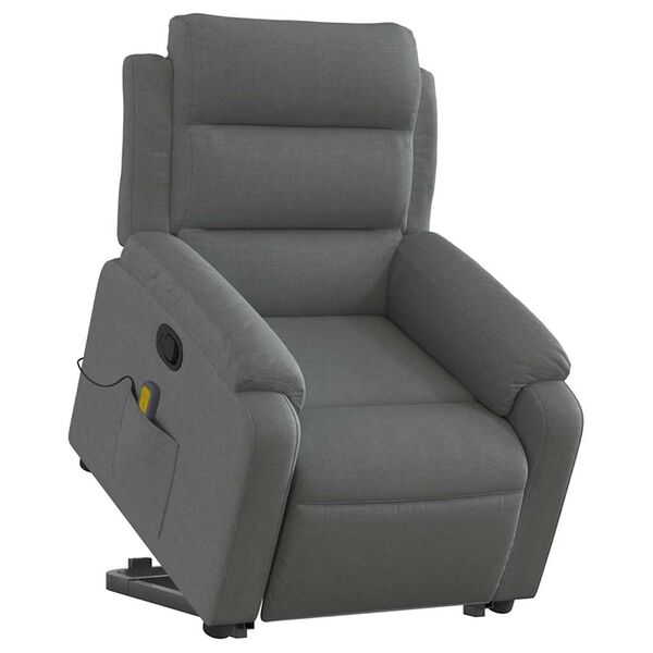 vidaXL Stand Up Massage Recliner Chair Dark Grey Polyester, Metal, Plywood
