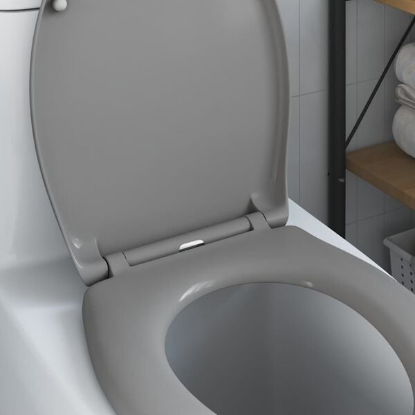 vidaXL Toilet Seat Grey 17.64 x 14.69 x 1.65 in Duroplast