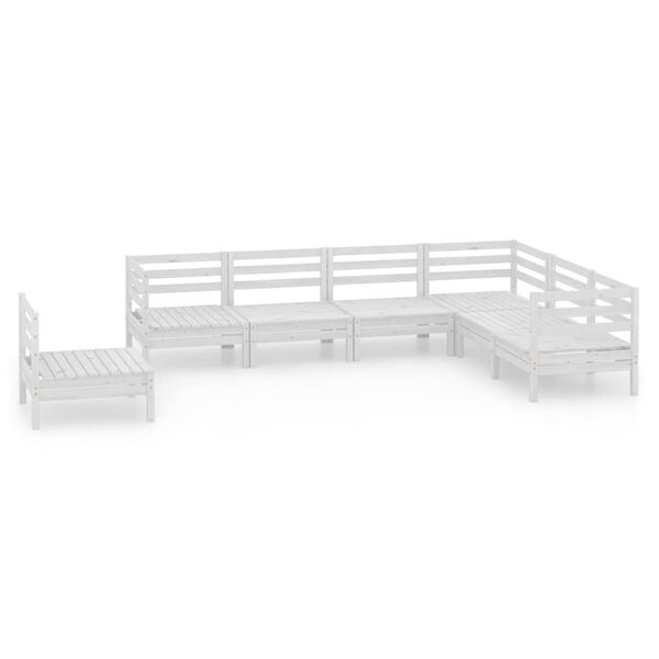 vidaXL Garden Lounge Set White Solid Pine Wood Standard Modular
