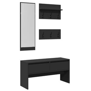 vidaXL Hallway Furniture Set Black Engineered wood, galvanized iron, acrylic