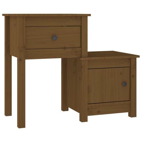 vidaXL Bedside Cabinet Honey brown Solid Pine Wood Medium