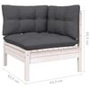 vidaXL Garden Lounge Set White Solid pine wood, polyester Medium Modular