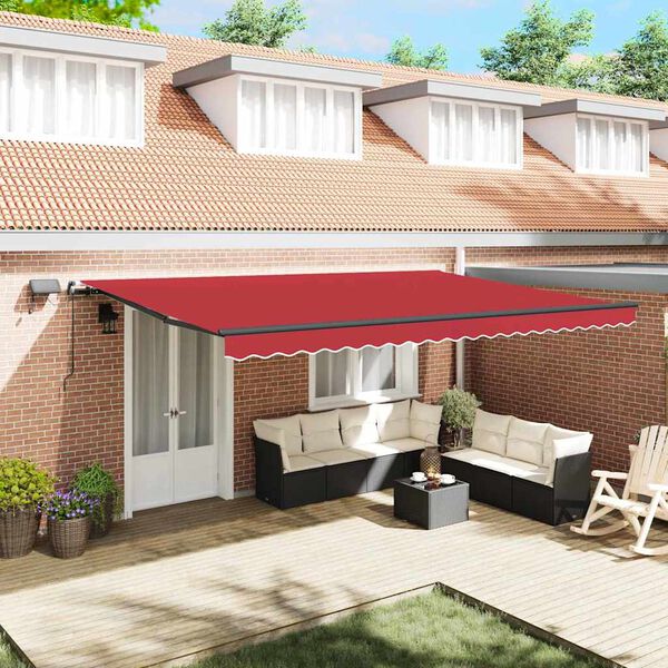 vidaXL Retractable Awning Manual Red 196.85" x 137.80" fabric