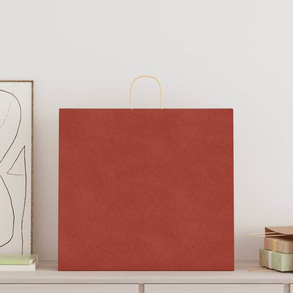 vidaXL Paper Bags 250 pcs with Handles Red 54x15x49 cm
