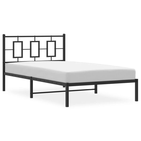 vidaXL Bed Frame Black Powder-Coated Steel Twin Bed Frame Rectangular