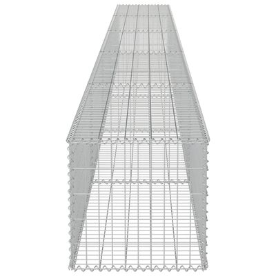 vidaXL Gabion Wall with Covers Galvanized Steel 236"x19.7"x19.7"