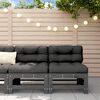 vidaXL Garden Middle Sofa Grey Solid pine wood Medium Modular