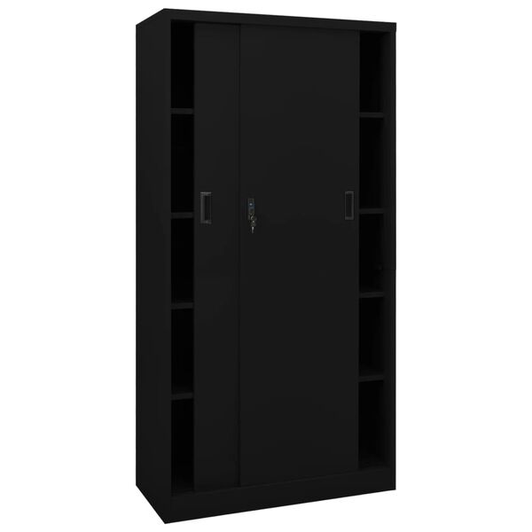 vidaXL Office Cabinet Black Steel Large Height-Adjustable Shelves
