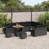 vidaXL Garden Sofa Set Height-Adjustable 12 pcs Black Poly Rattan