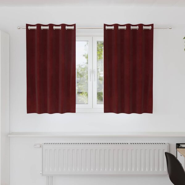vidaXL Curtains with Curtains 2 pcs Wine red 55.12 x 55.12 in Velvet