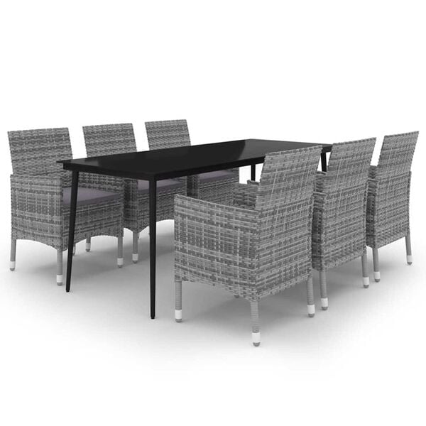 vidaXL Garden Dining Set Poly rattan: grey PE rattan Medium Durable