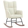 vidaXL Rocking Chair Cream White Velvet, Solid rubber wood, Steel
