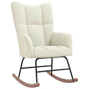 vidaXL Rocking Chair Cream White Velvet, Solid rubber wood, Steel
